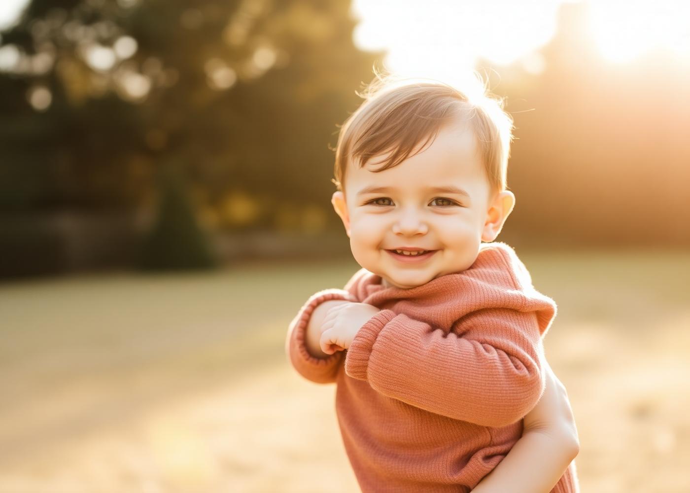 A child smiling in warm afternoon light